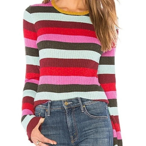 NWT Blank NYC Metallic Stripe Bell Sleeve Sweater M - Picture 6 of 8